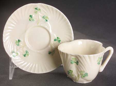 Harp Shamrock Flat Demitasse Cup & Saucer Set