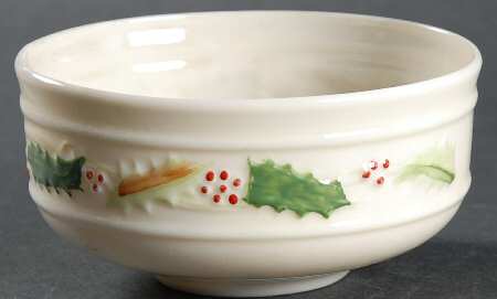 Holly Painted Open Sugar Bowl