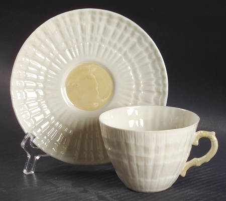 Limpet Yellow Flat Cup & Saucer Set by Belleek Pottery (Ireland)