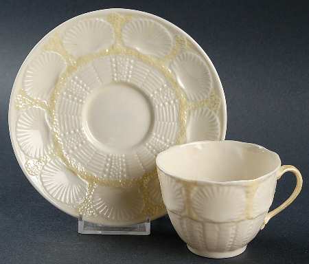 New Shell Yellow Flat Cup & Saucer Set