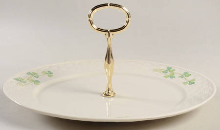 Shamrock Round Serving Plate with Handle (DP)