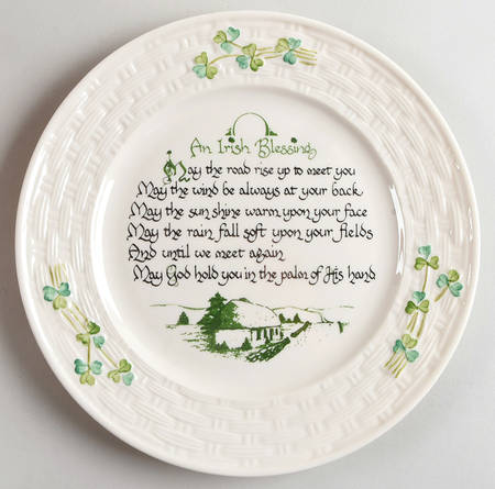 Shamrock 8" Irish Blessing Plate