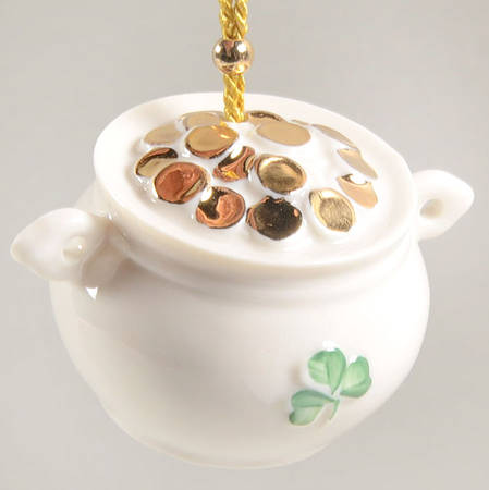 Belleek Christmas Ornament Pot Of Gold - Boxed