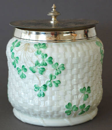 Shamrock Biscuit Barrel & Metal Lid