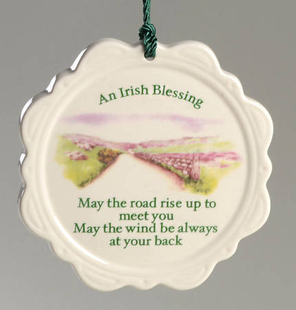 Belleek Christmas Ornament Irish Blessing- Scalloped - Boxed