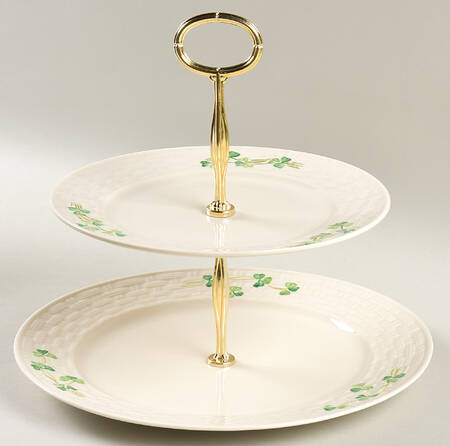 Shamrock 6 5/8"-10"  2 Tiered Serving Tray (Dp, Sp) HC