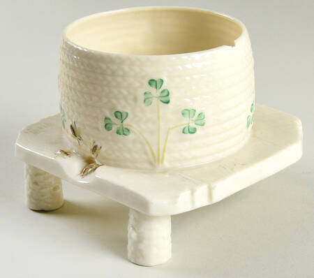 Shamrock Honey Pot with Attached Plate, No Lid