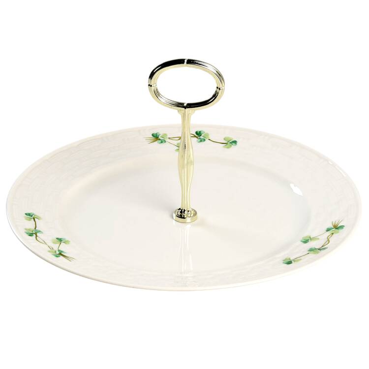 Shamrock Round Serving Plate with Center Handle (Dp) Hc
