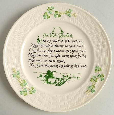 Shamrock 8" Irish Blessing Plate
