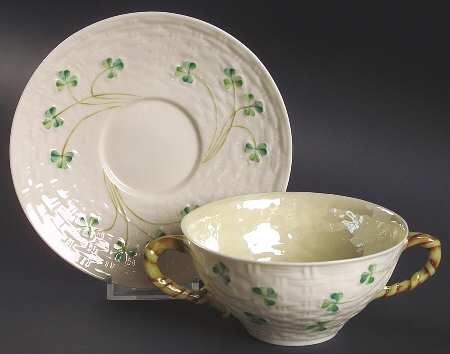 Shamrock Flat Cream Soup Bowl & Saucer Set