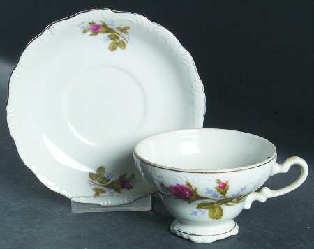 Moss Rose Footed Cup & Saucer Set