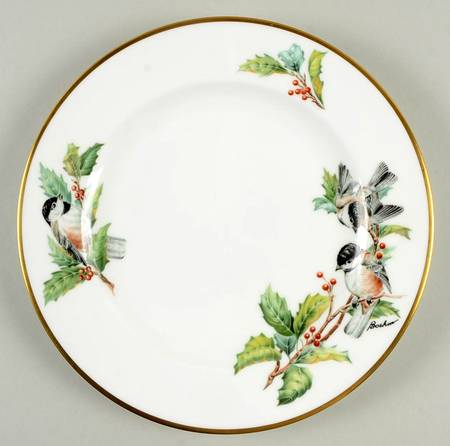 Chickadee & Holly Salad Plate