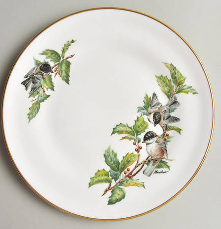 Chickadee & Holly Salad Plate
