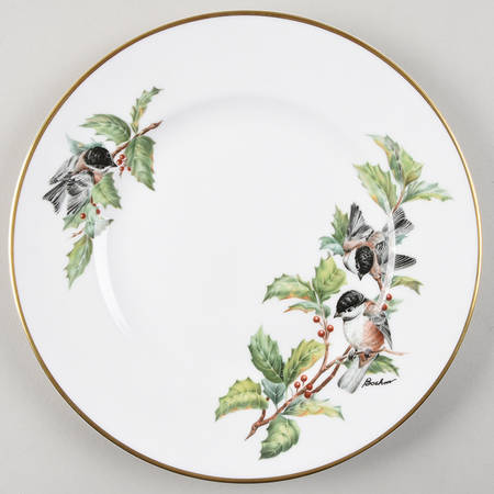 Chickadee & Holly Salad Plate
