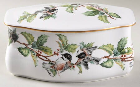 Chickadee & Holly Oblong Box & Lid