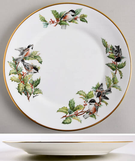 Chickadee & Holly Dinner Plate
