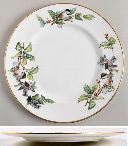 Chickadee & Holly Dinner Plate