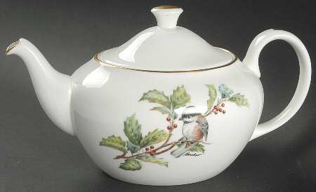 Chickadee & Holly Teapot & Lid