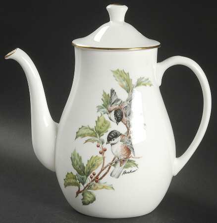 Chickadee & Holly Coffee Pot & Lid