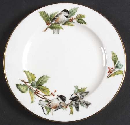 Chickadee & Holly Salad Plate