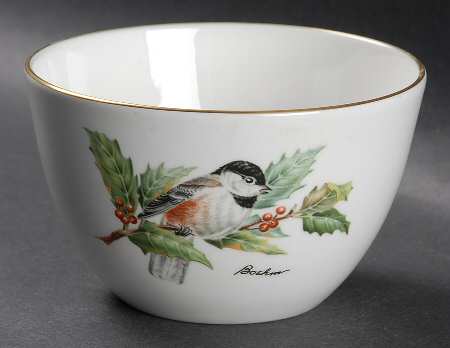 Chickadee & Holly Nut Bowl