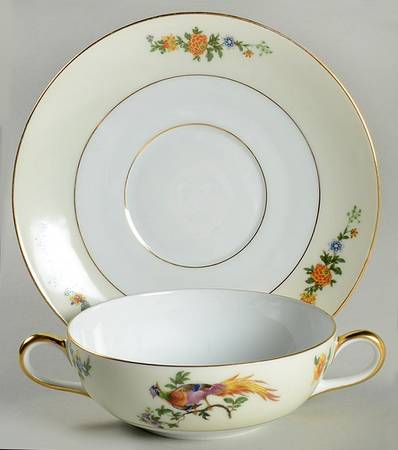 BOH32 Flat Cream Soup Bowl & Saucer Set by Bohemia Ceramic Works