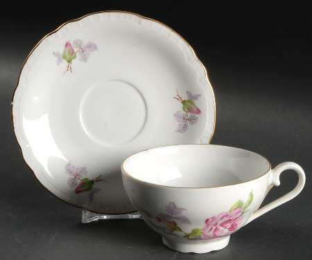 BOH5 (Embossed Vertical Lines) Flat Cup & Saucer Set