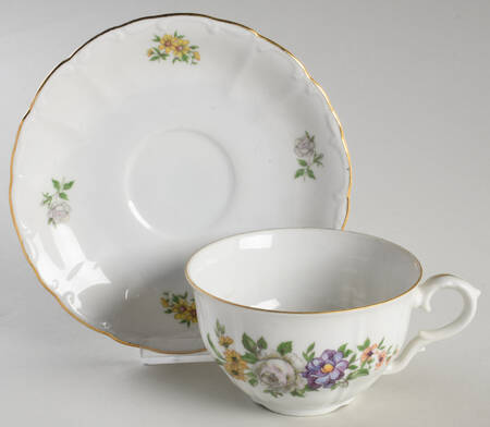 Bouquet (Scroll Edge) Flat Cup & Saucer Set