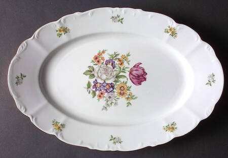 Bouquet (Scroll Edge) 13" Oval Serving Platter