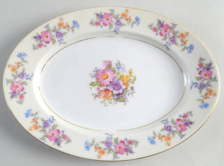 Floradora (Cream Border) 11" Oval Serving Platter