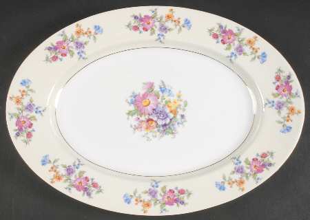 Floradora (Cream Border) 15" Oval Serving Platter