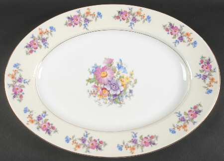 Floradora (Cream Border) 18" Oval Serving Platter