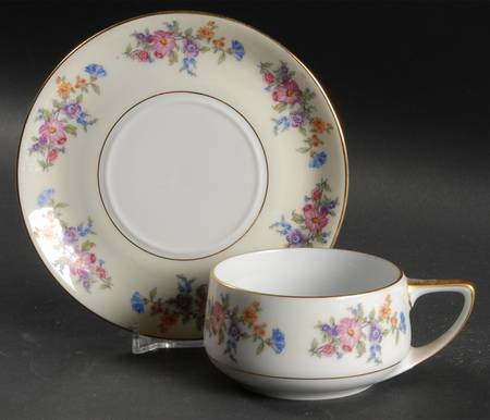 Floradora (Cream Border) Flat Cup & Saucer Set