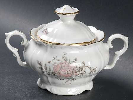 Maria (Embossed Scroll Edge) Sugar Bowl & Lid