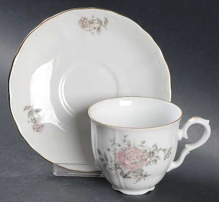 Maria (Embossed Scroll Edge) Flat Cup & Saucer Set