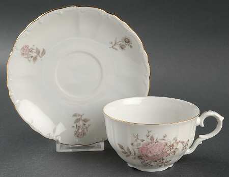 Maria (Embossed Scroll Edge) Flat Cup & Saucer Set