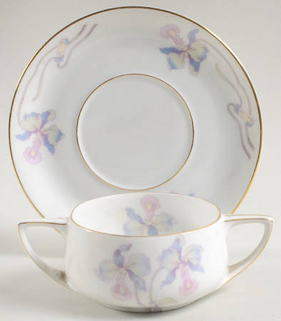 Orchid Iris Flat Bouillon Cup & Saucer