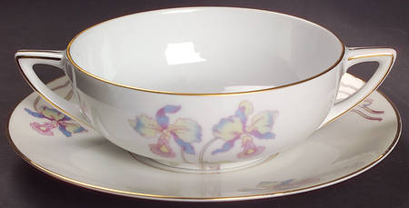 Orchid Iris Flat Cream Soup Bowl & Saucer Set