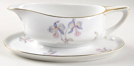 Orchid Iris Gravy Boat with Attached Underplate