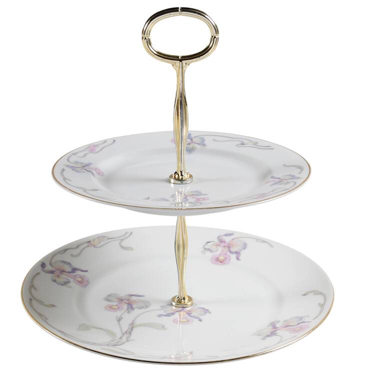 Orchid Iris 6 5/8"-10"  2 Tiered Serving Tray (Dp, Sp) HC