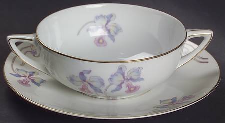 Orchid Iris Flat Cream Soup Bowl & Saucer Set
