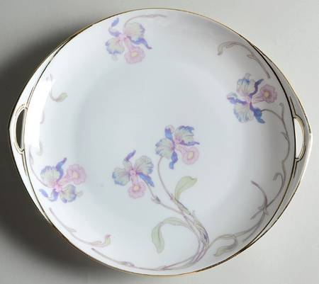 Orchid Iris Handled Cake Plate