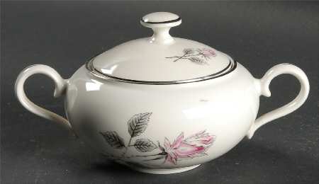 Silver Rose (Platinum Trim) Sugar Bowl & Lid