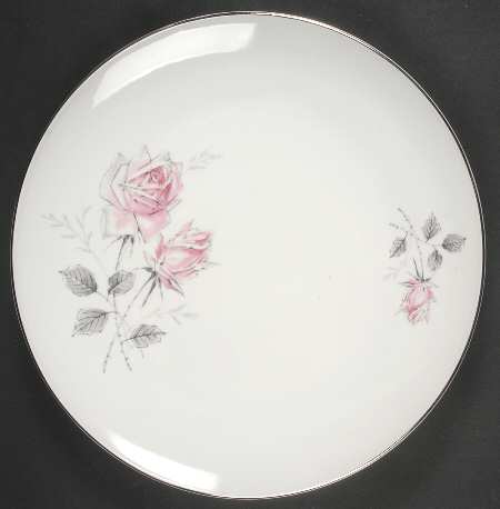 Silver Rose (Platinum Trim) 12" Chop Plate (Round Platter)