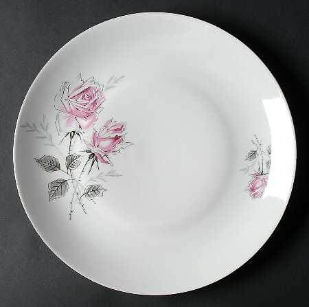 Silver Rose (Platinum Trim) 12" Chop Plate (Round Platter)