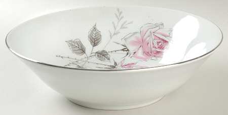 Silver Rose (Platinum Trim) 10" Round Vegetable Bowl