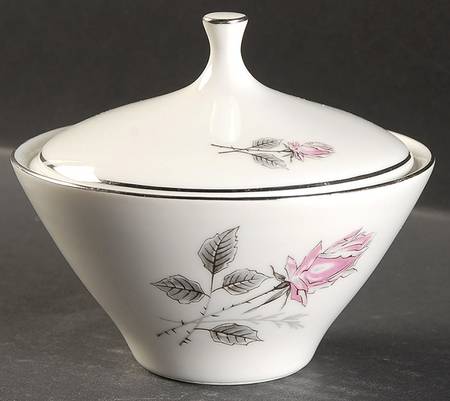 Silver Rose (Platinum Trim) Sugar Bowl & Lid
