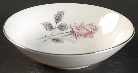 Silver Rose (Platinum Trim) Fruit/Dessert (Sauce) Bowl