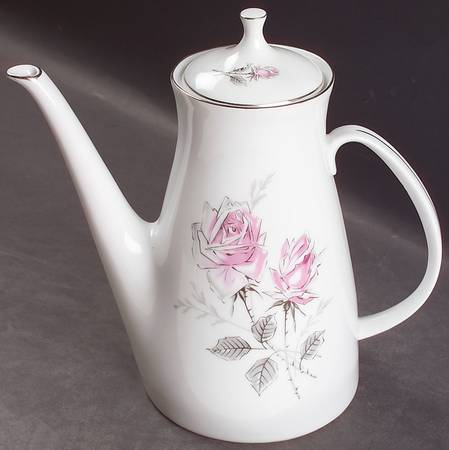 Silver Rose (Platinum Trim) Coffee Pot & Lid