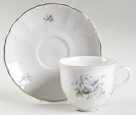 Wild Flower (Scroll Edge) Flat Cup & Saucer Set